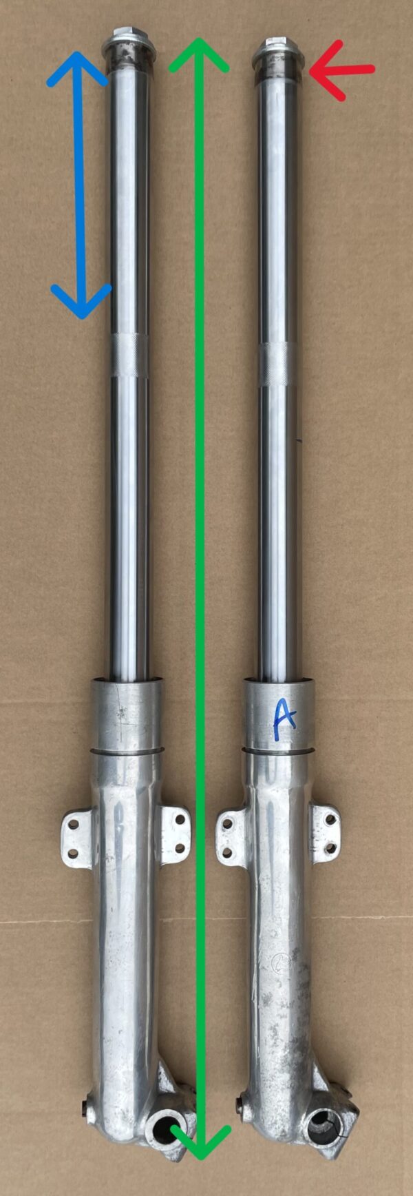 Pair Bultaco NOS Fork Legs Sherpa TAPERED Type 35mm