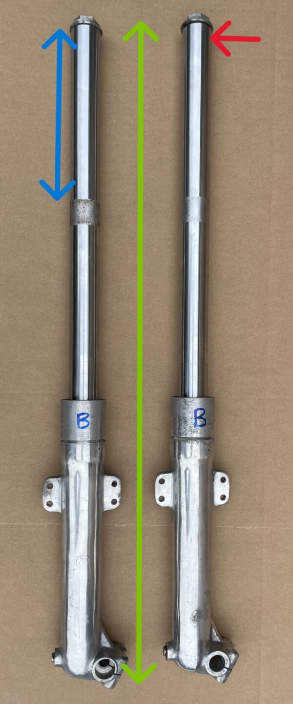 Pair Bultaco NOS Fork Legs Sherpa STRAIGHT TOP Type 35mm